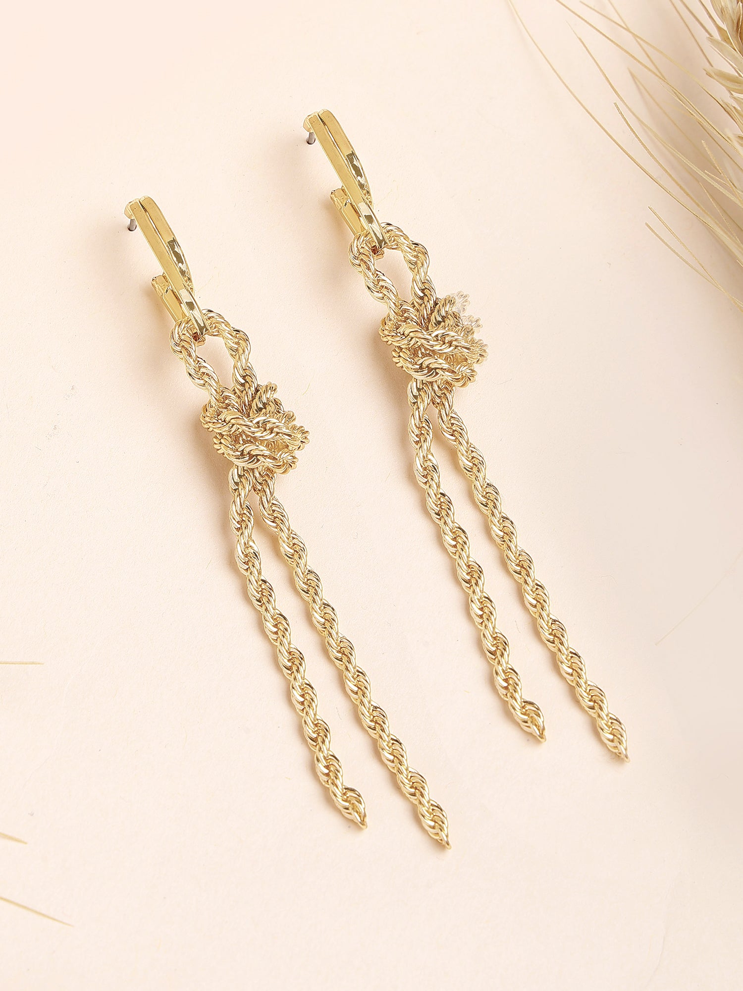 Bohey by KARATCART Gold Plated Chain Design Drop Earrings for Women