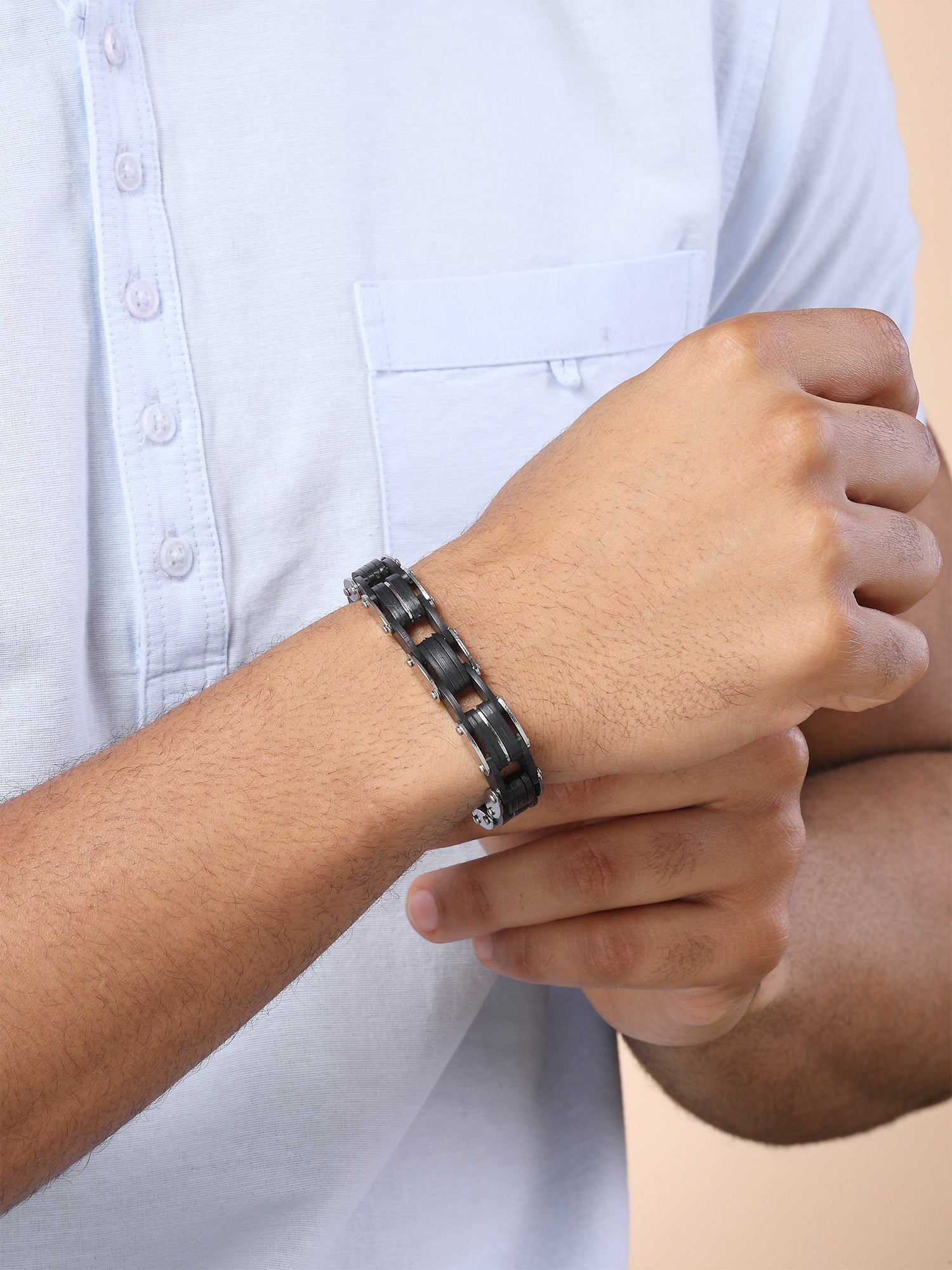 Bohey by KARATCART Men Silver Plated Link Bracelet