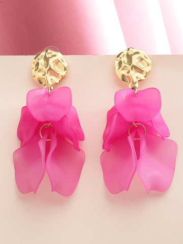 Bohey by KARATCART Gold-Plated Contemporary Pink Drop Earrings for Women