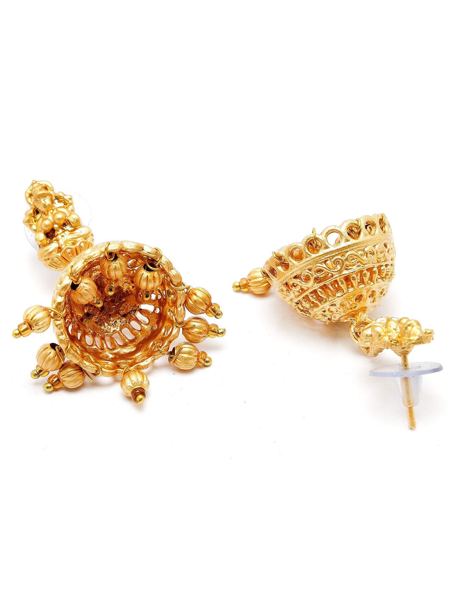 Karatcart Gold Plated Red & Green Stones Classic Laxmi Mata Temple Jewellery Set for Women - view 7