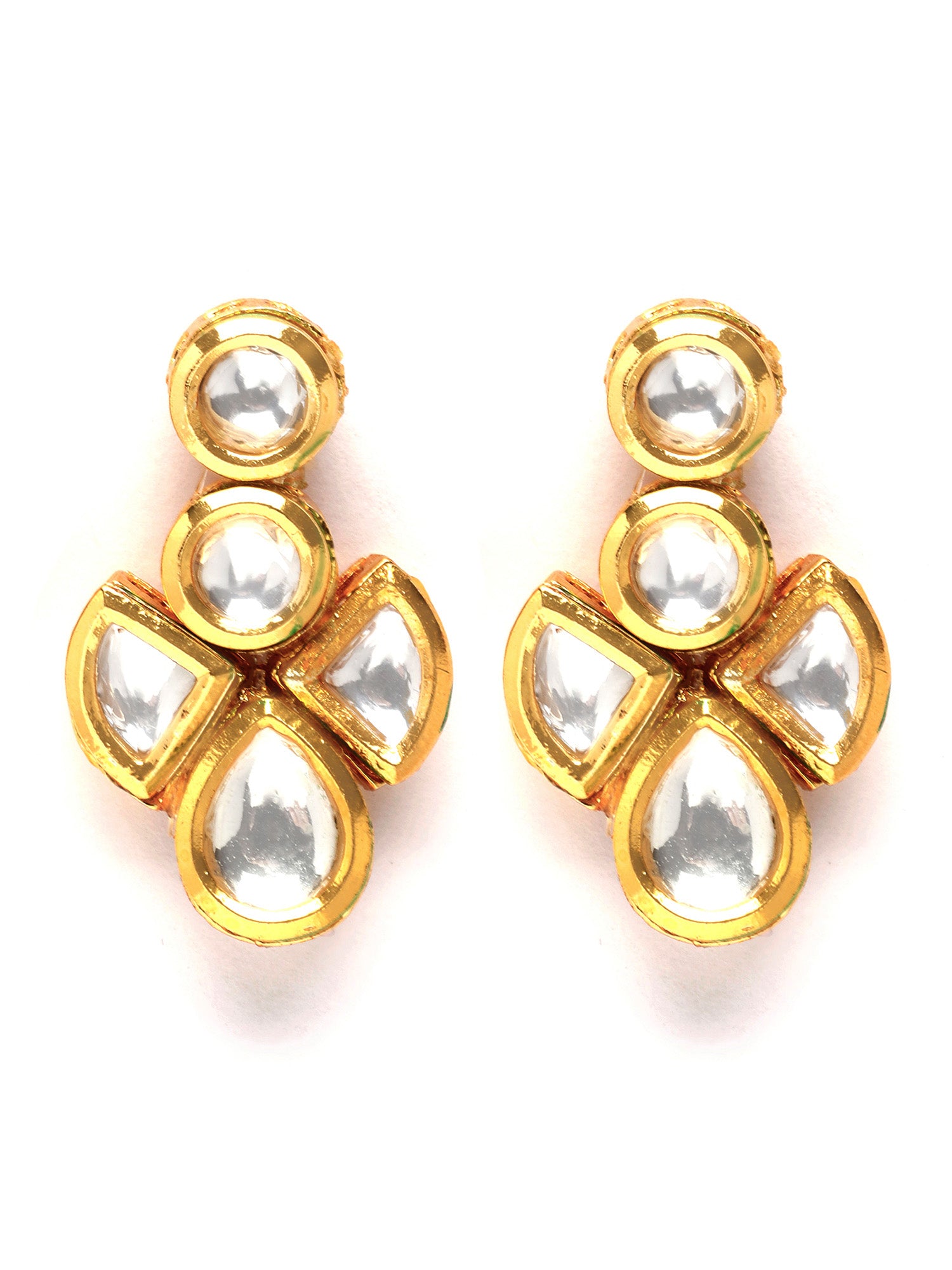 Karatcart Polki Kundan Gold-Plated Stud Earrings for Women - view 4