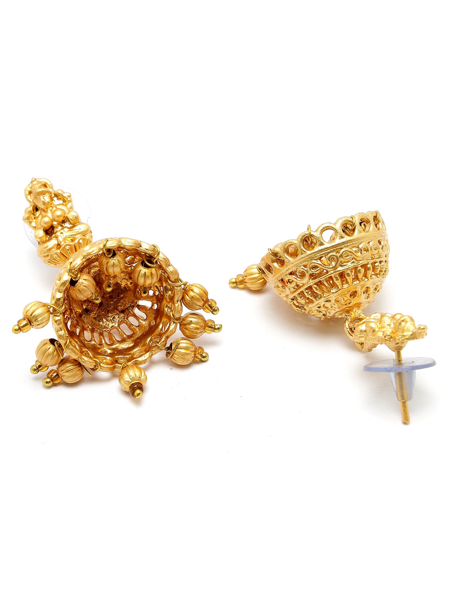 Karatcart Gold Plated Red Stones Classic Laxmi Mata Temple Jewellery Set for Women - view 7