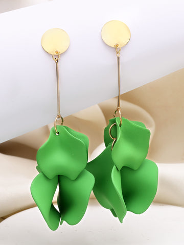 Bohey by KARATCART Gold-Plated Contemporary Green Drop Earrings for Women