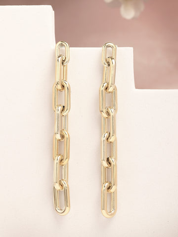 Bohey by KARATCART Gold Plated Chain Drop Earrings for Women