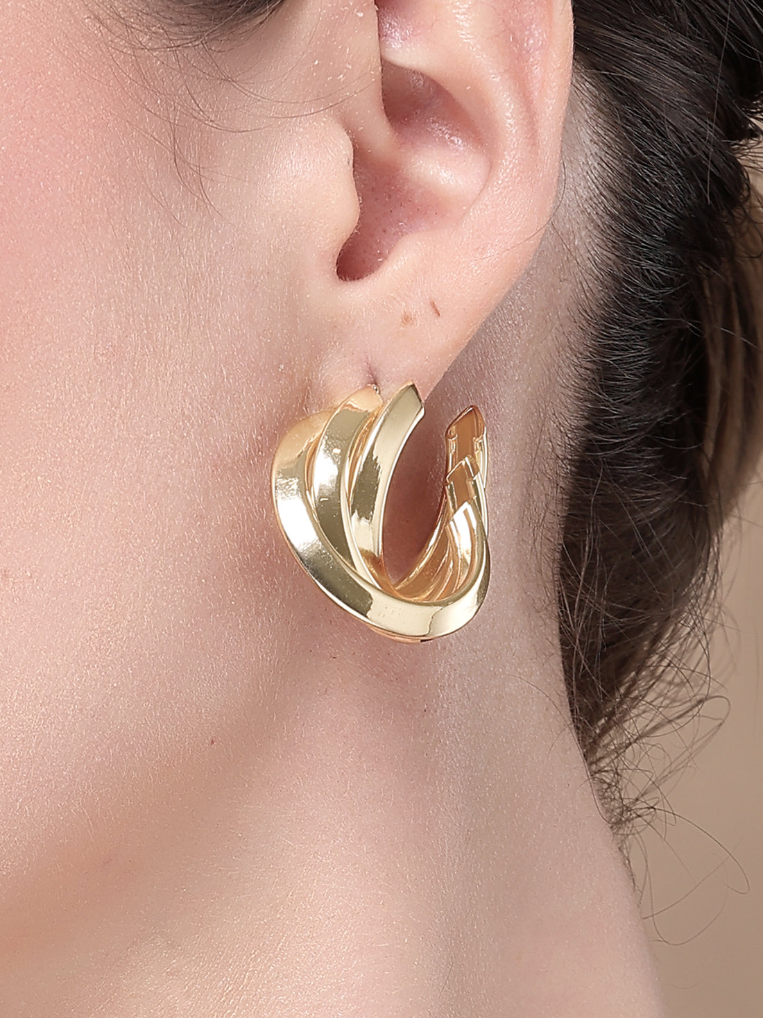 Bohey by KARATCART Gold-Plated Contemporary Hoop Earrings for Women