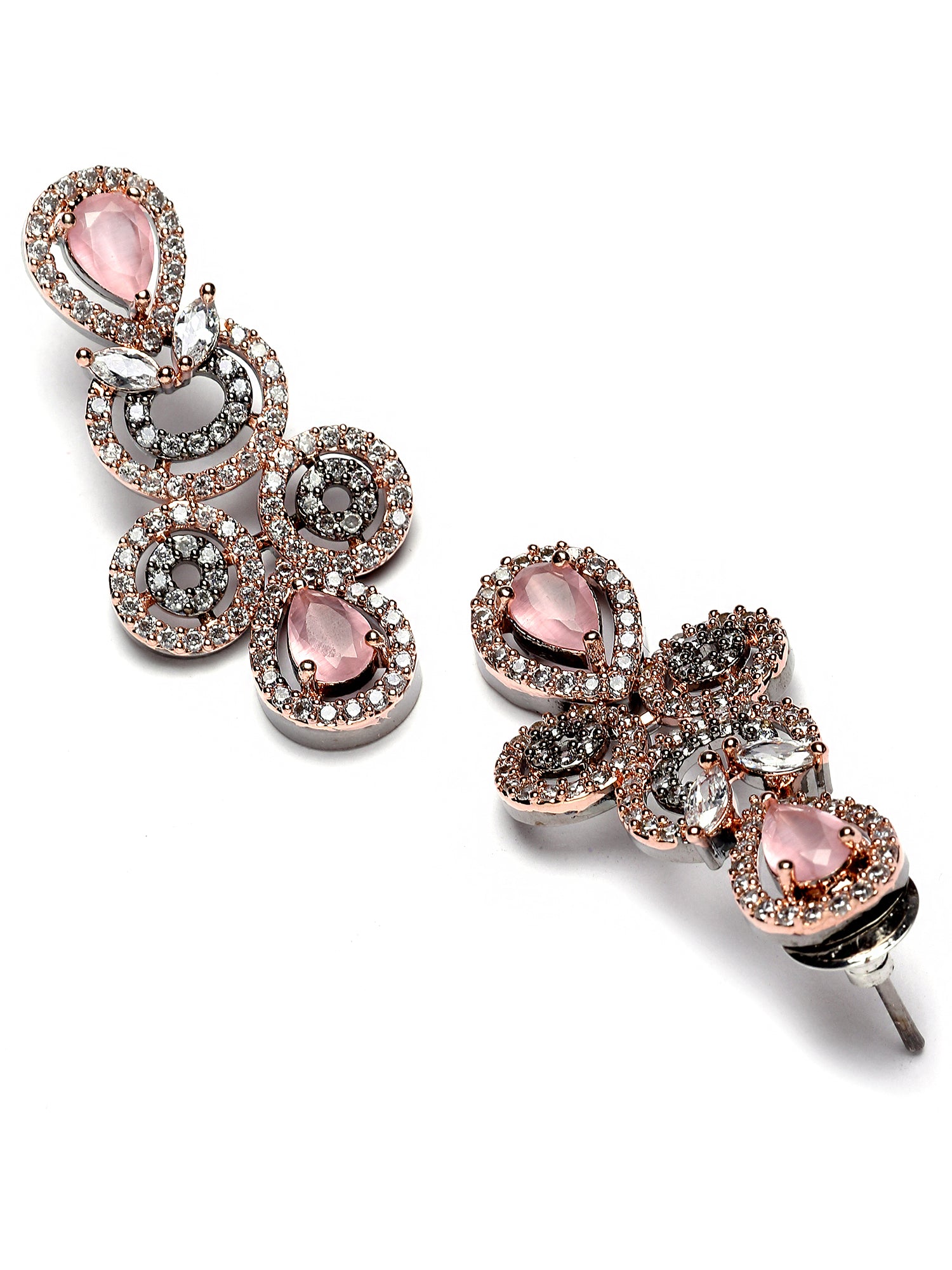 Karatcart Black and Rose Gold Plated Pink Cubic Zirconia Necklace Set for Women - view 7