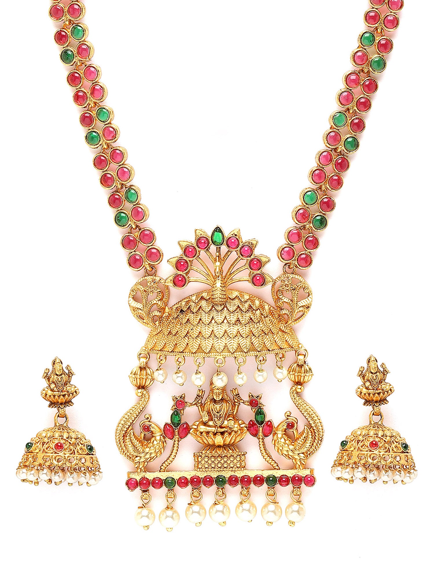 Karatcart Gold Plated Laxmi Mata Design Temple Jewellery Set for Women - view 4