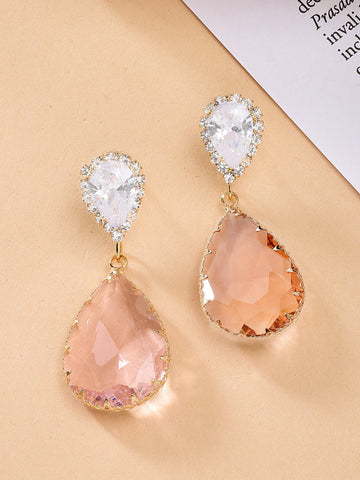 Bohey by KARATCART Gold-Plated Contemporary Peach Drop Earrings for Women