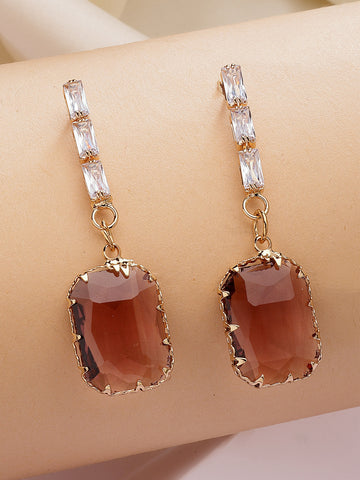 Bohey by KARATCART Gold-Plated Contemporary Brown Drop Earrings for Women