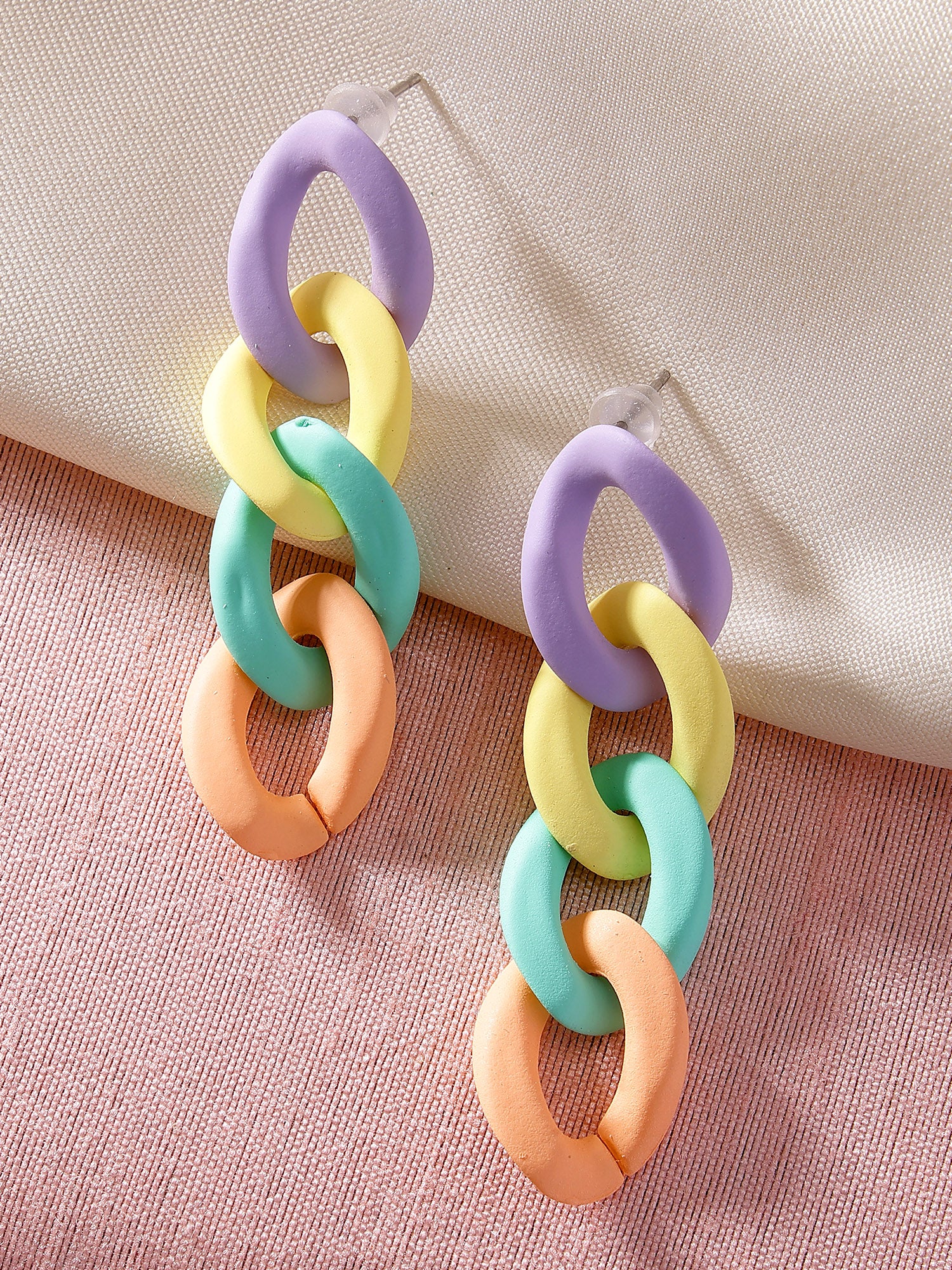 Bohey by KARATCART Matte Finish Multicolor Curb Chain Drop Earrings for Women