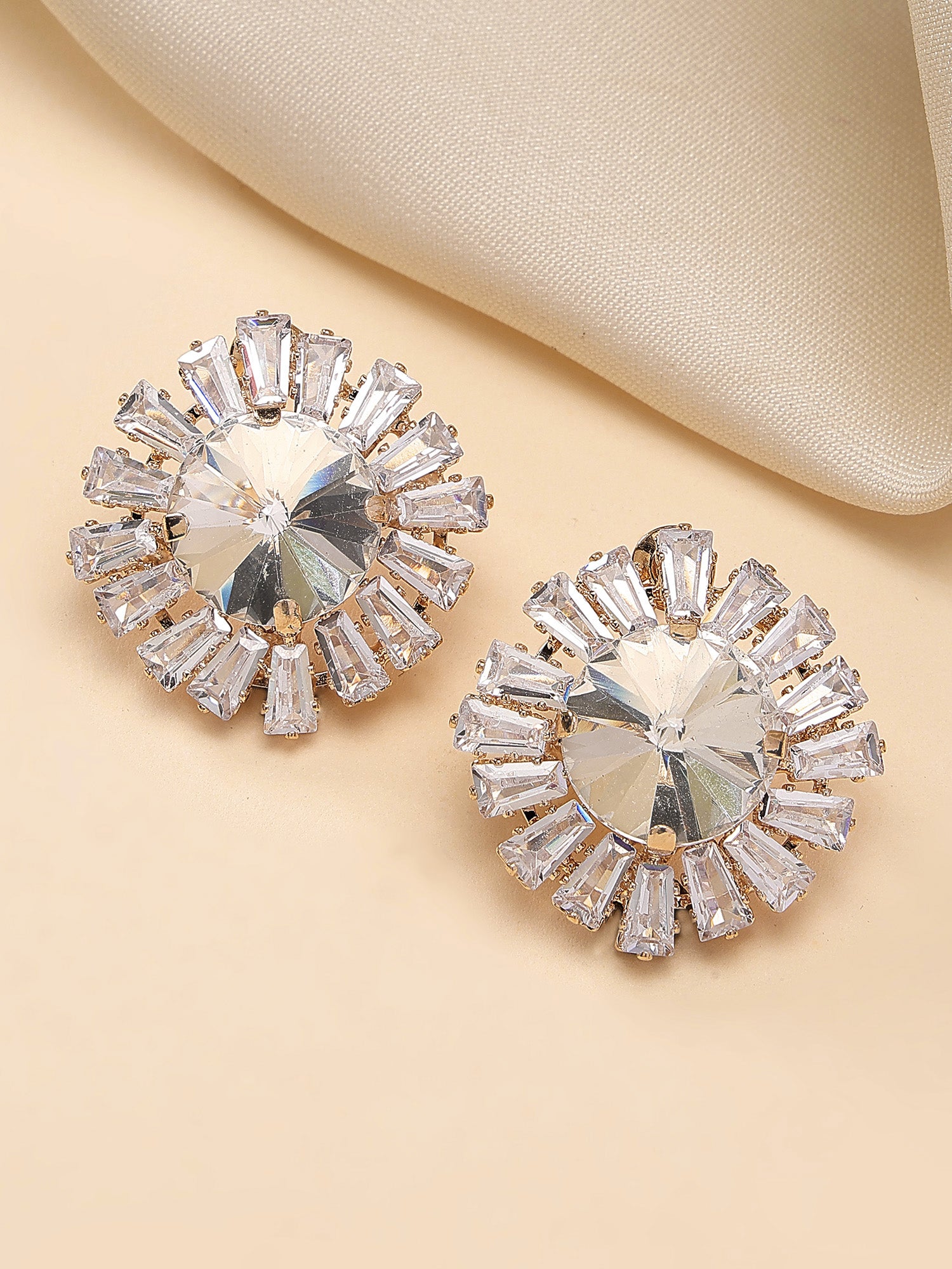 Bohey by KARATCART Gold Plated Cubic Zirconia Stud Earrings for Women