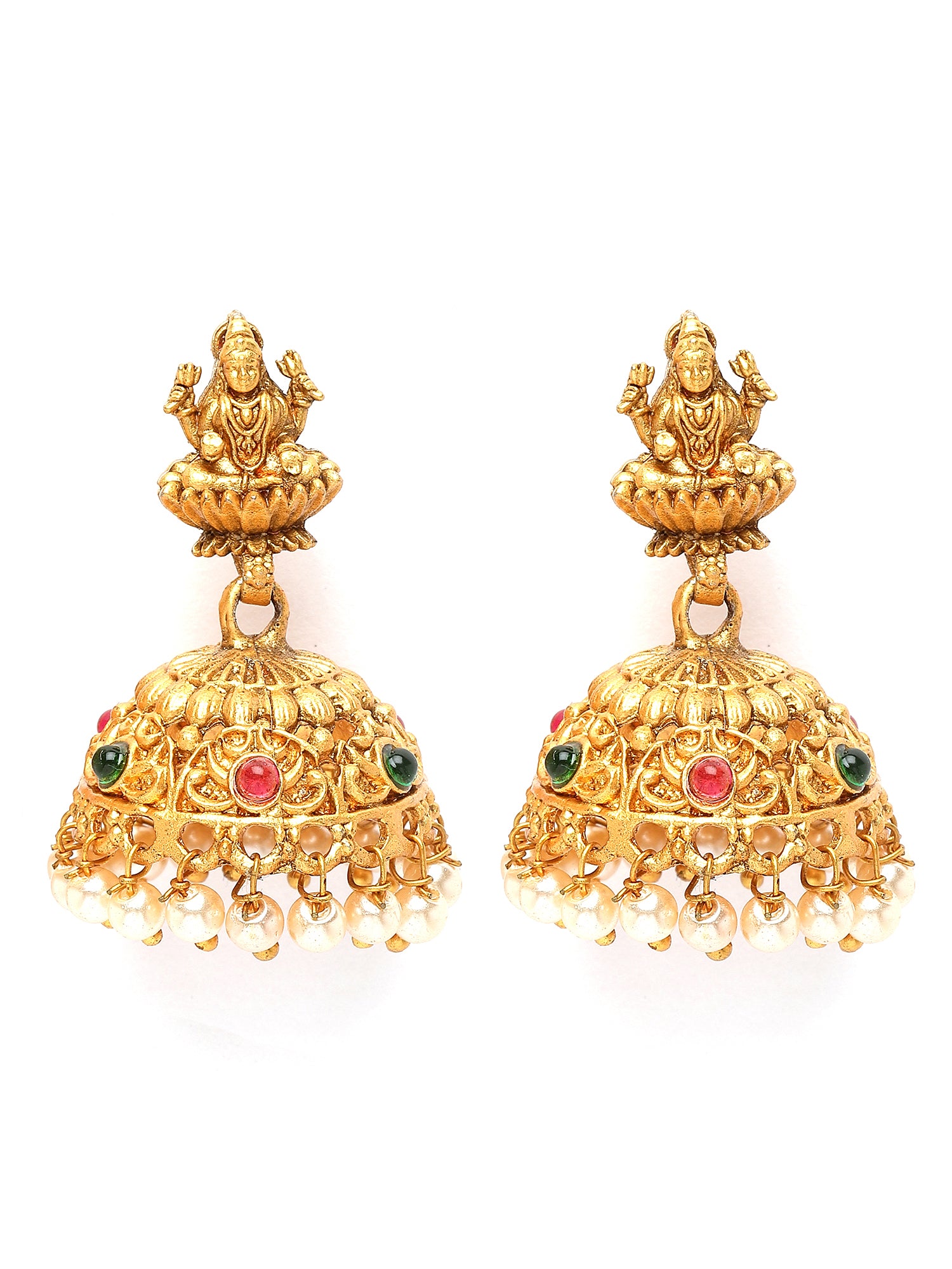 Karatcart Gold Plated Laxmi Mata Design Temple Jewellery Set for Women - view 6