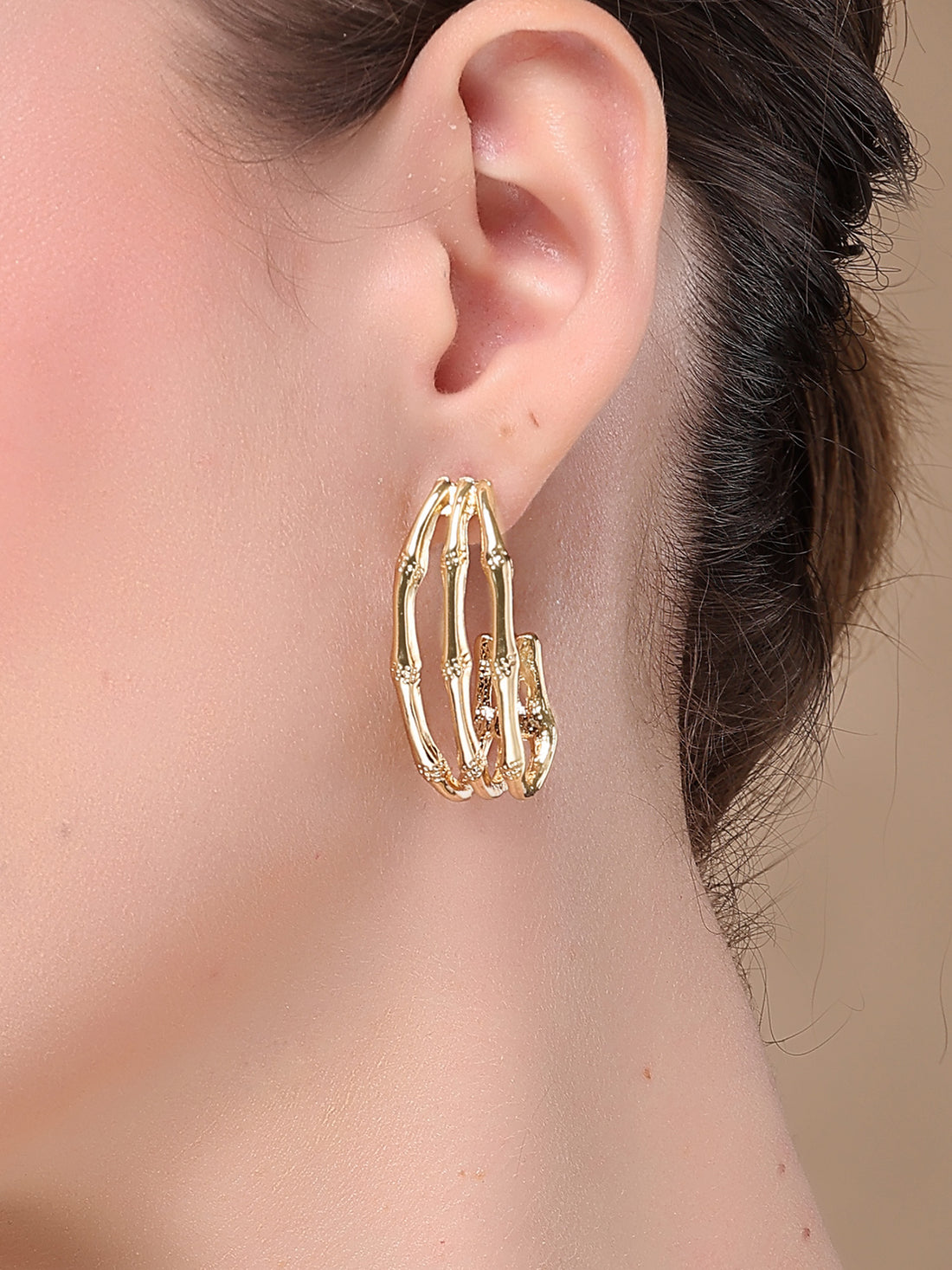 Bohey by KARATCART Gold-Plated Contemporary Hoop Earrings for Women