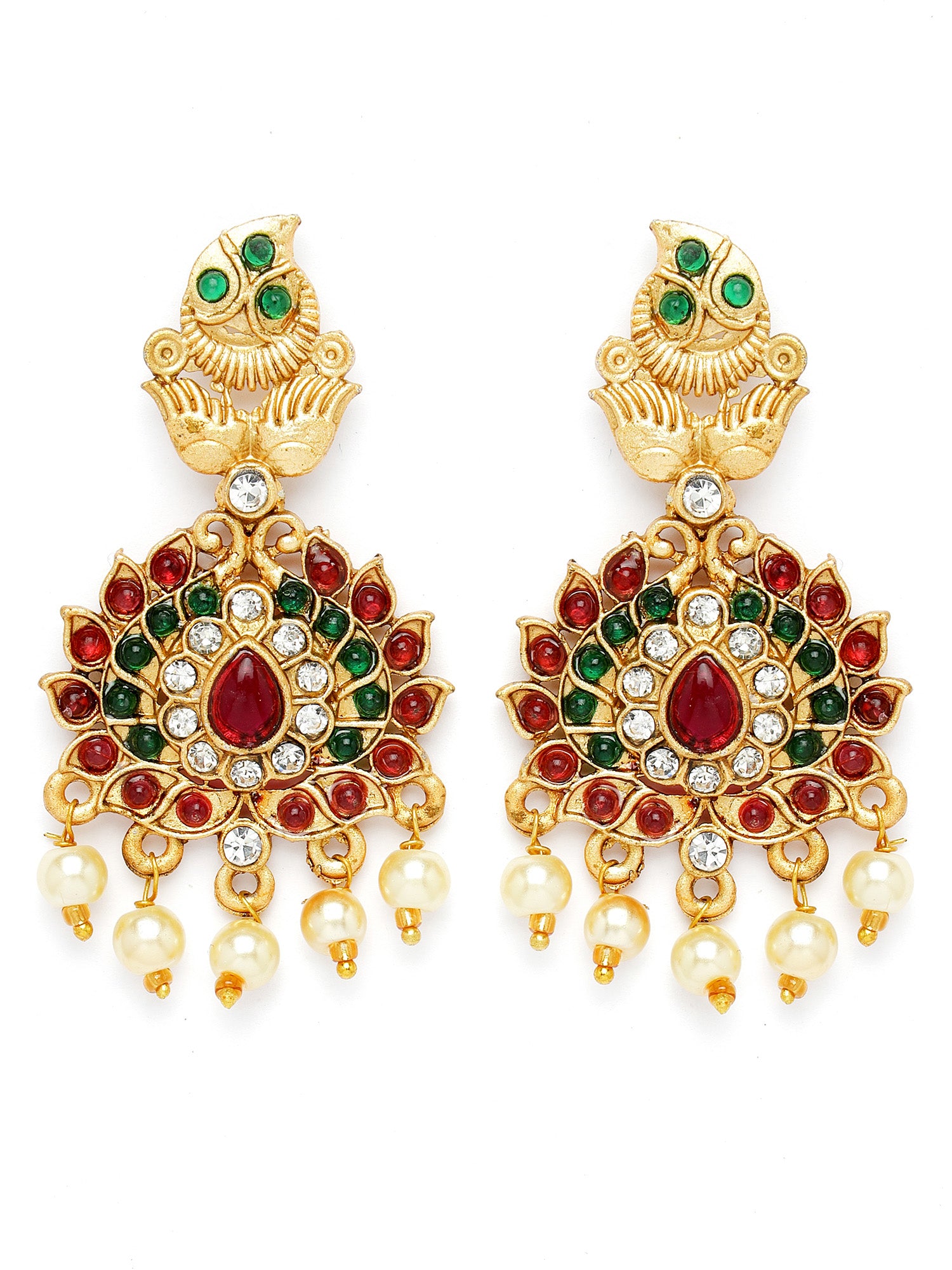 Karatcart Gold Plated Floral Design Choker Temple Jewellery Set for Women - view 6