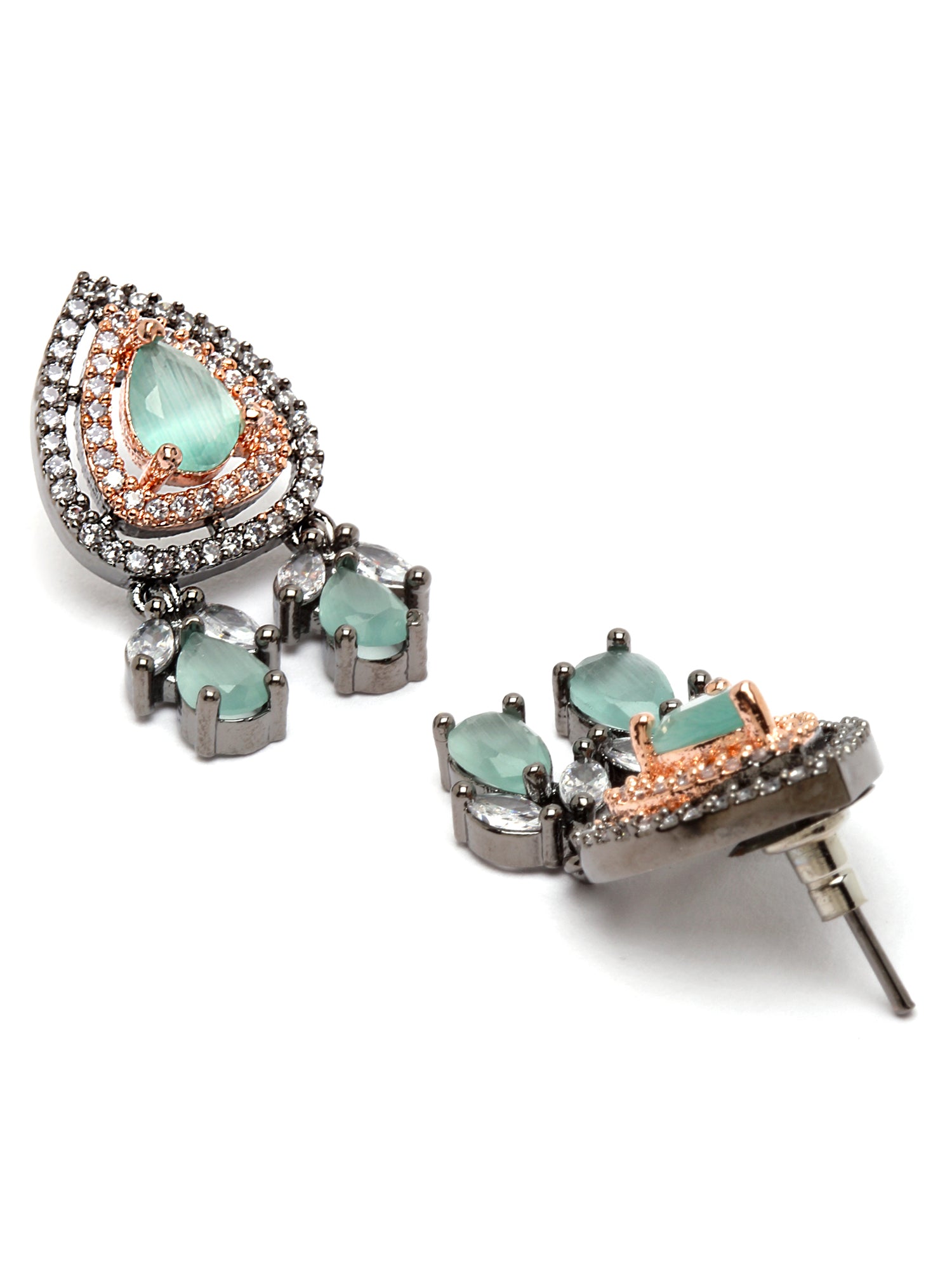 Karatcart Black Rose Gold Plated Pearl Beaded Cubic Zirconia Choker Necklace Set for Women - view 7