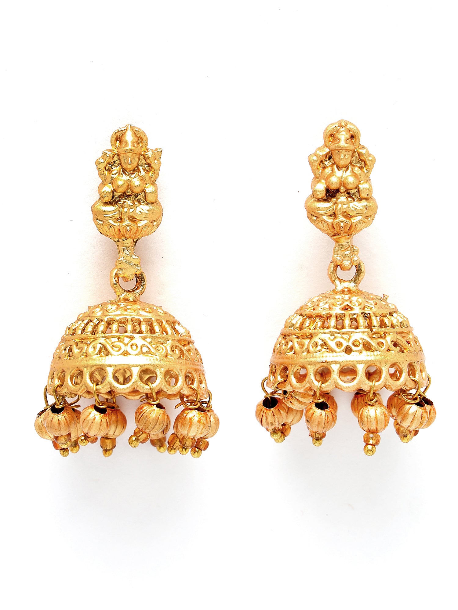 Karatcart Gold Plated Red & Green Stones Classic Laxmi Mata Temple Jewellery Set for Women - view 6