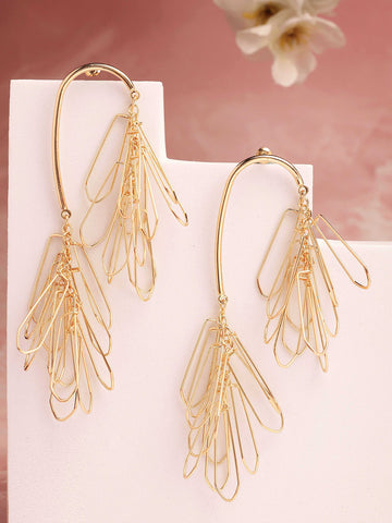 Bohey by KARATCART Gold Plated Floral Drop Earrings for Women