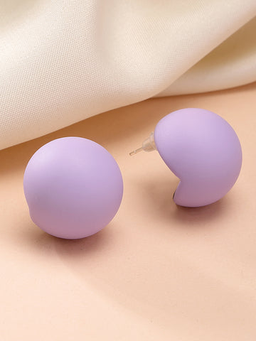 Bohey by KARATCART Matte Lilac Finish Dome Stud Earrings for Women