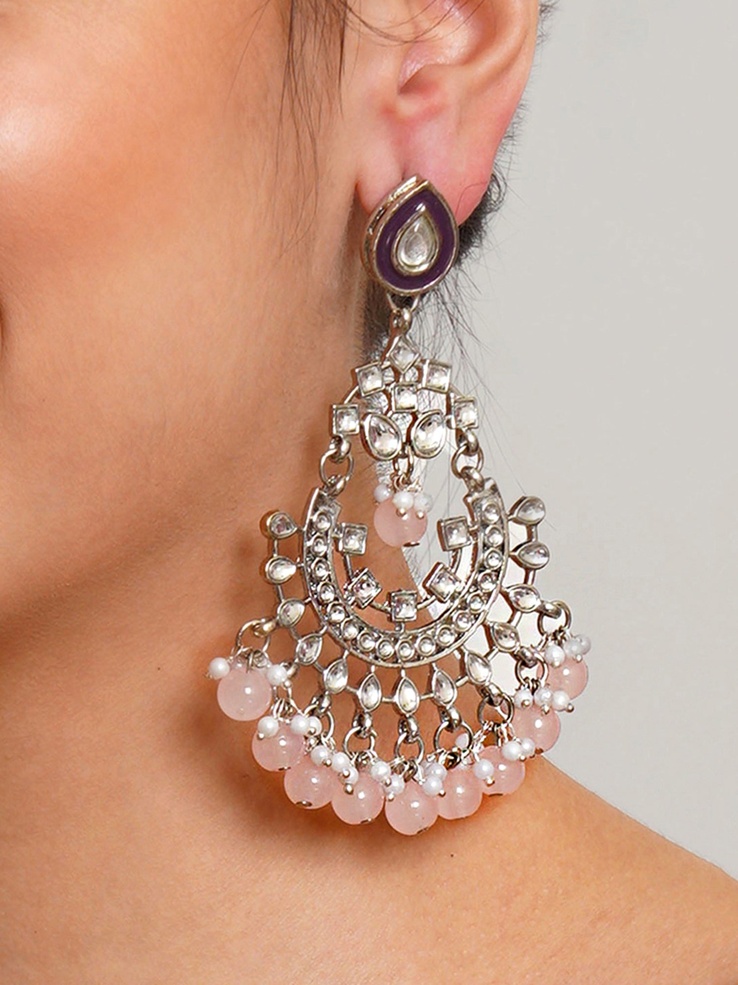 Chandbali Earrings Myntra Kundan Earrings I Jewels Ethnic Silver