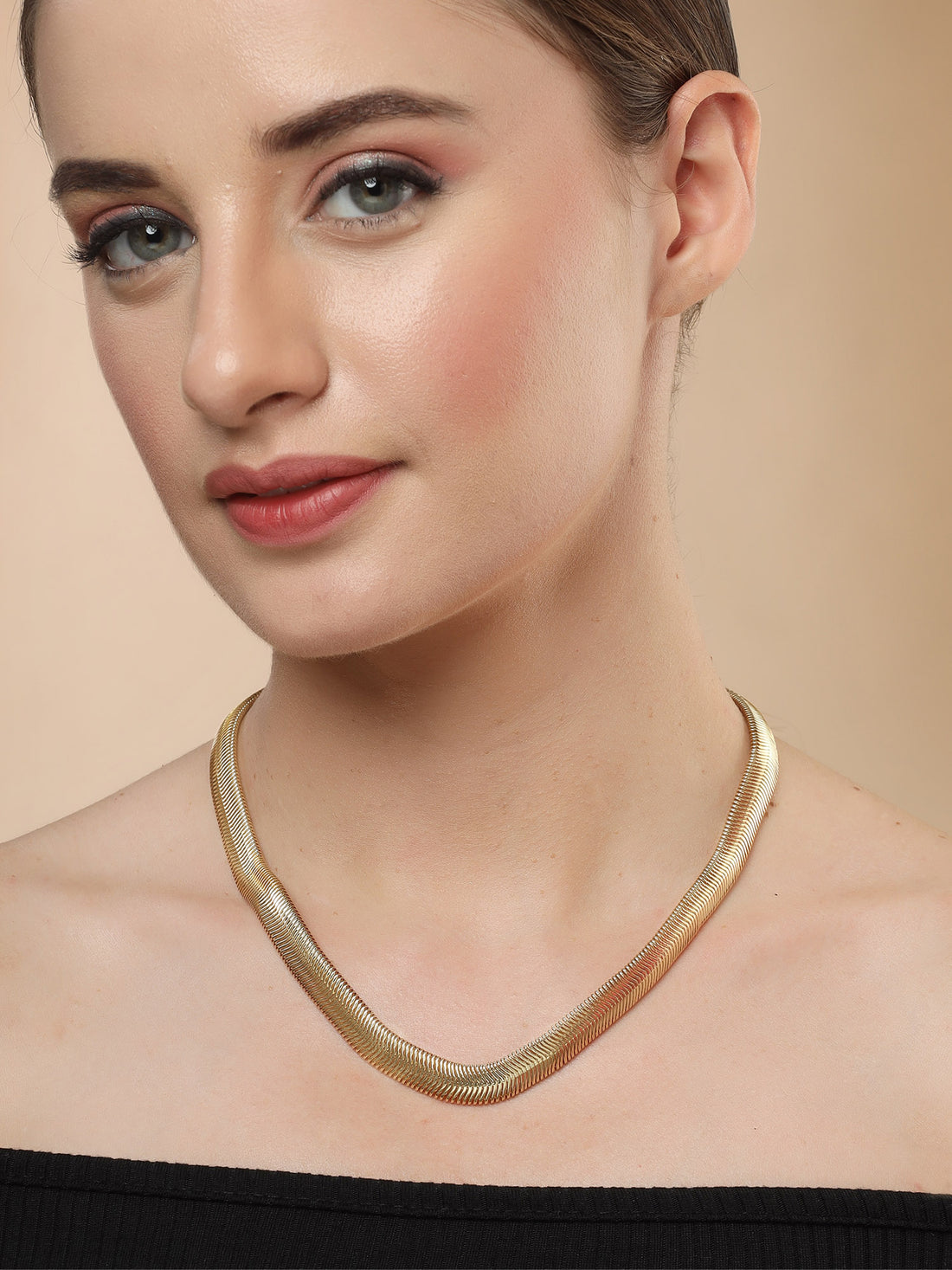 Bohey by KARATCART Gold-Plated Snake Chain Necklace for Women