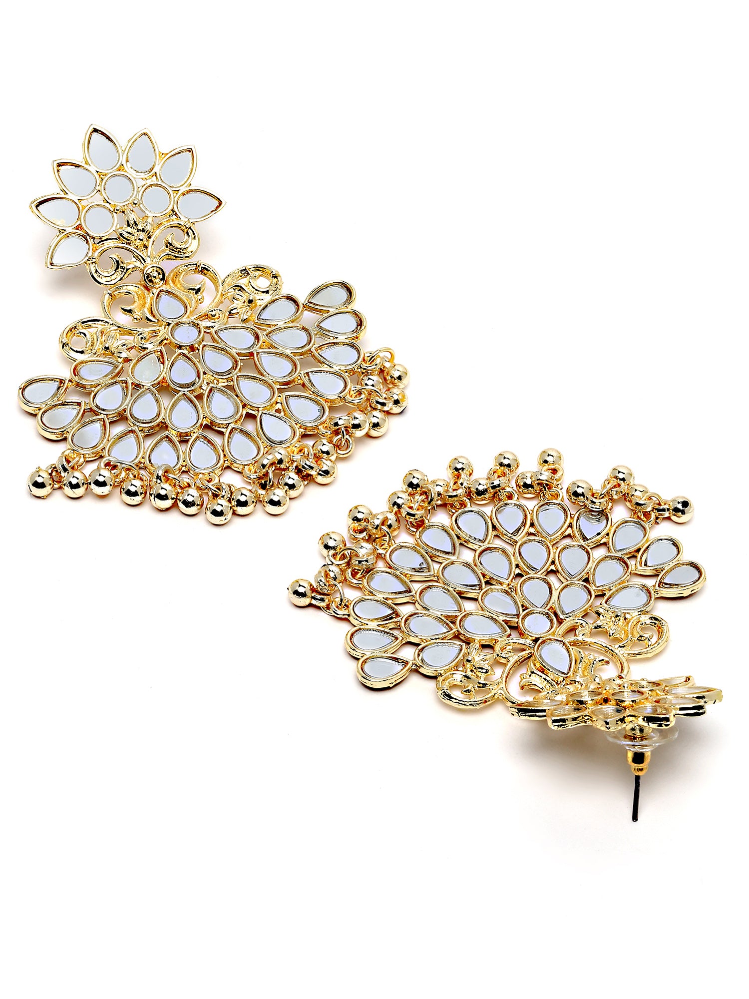 Karatcart Gold Plated Mirror Studded Dangler Earrings for Women - view 5