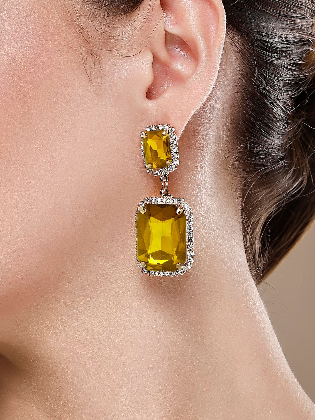 Bohey by KARATCART Gold-Plated Contemporary Yellow Drop Earrings for Women