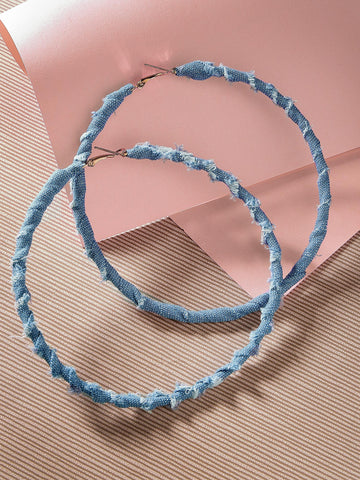 Bohey by KARATCART Denim Wrapped Big Hoop Earrings for Women