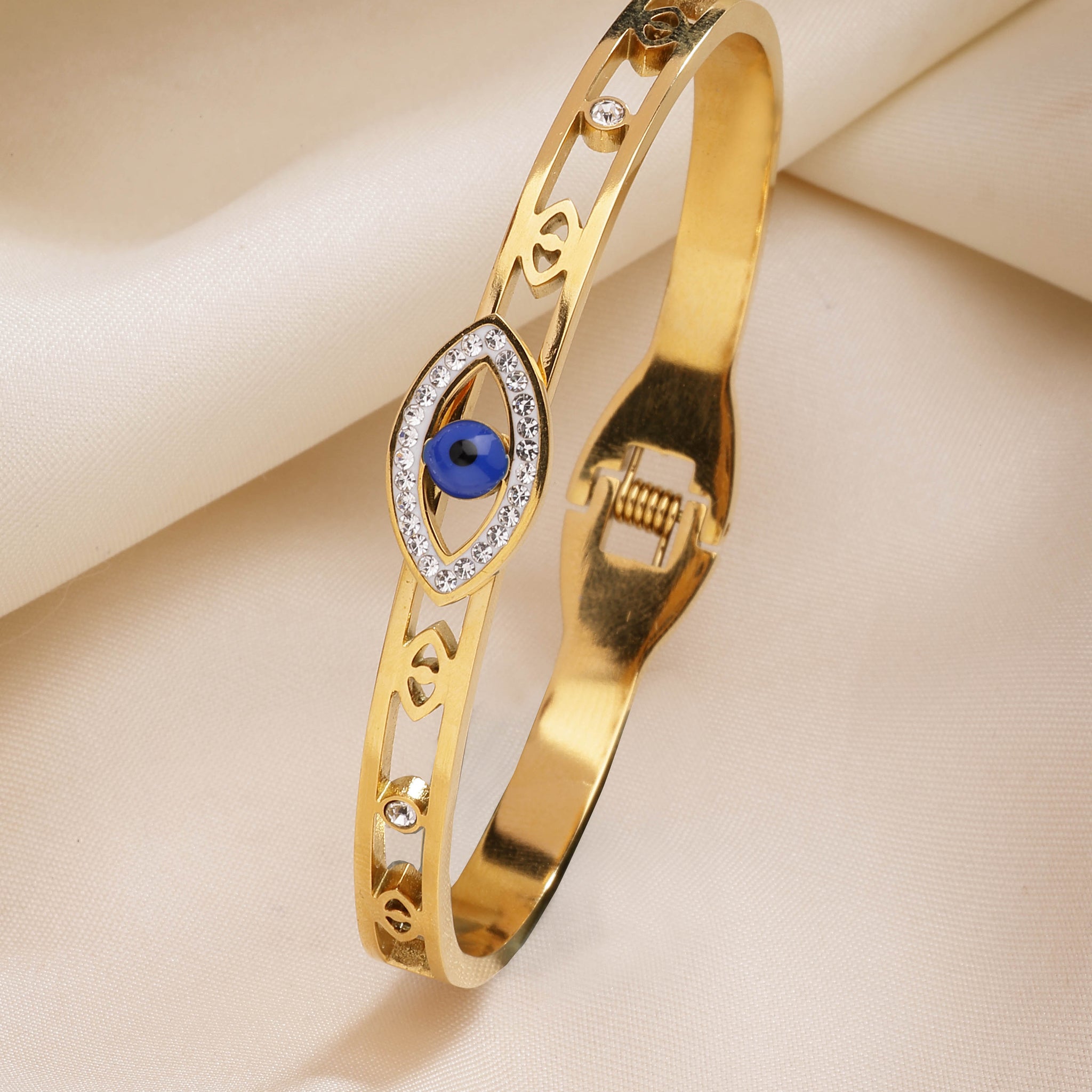Bohey by KARATCART Gold-Plated Evil Eye Enamel Bangle-Style Bracelet for Women