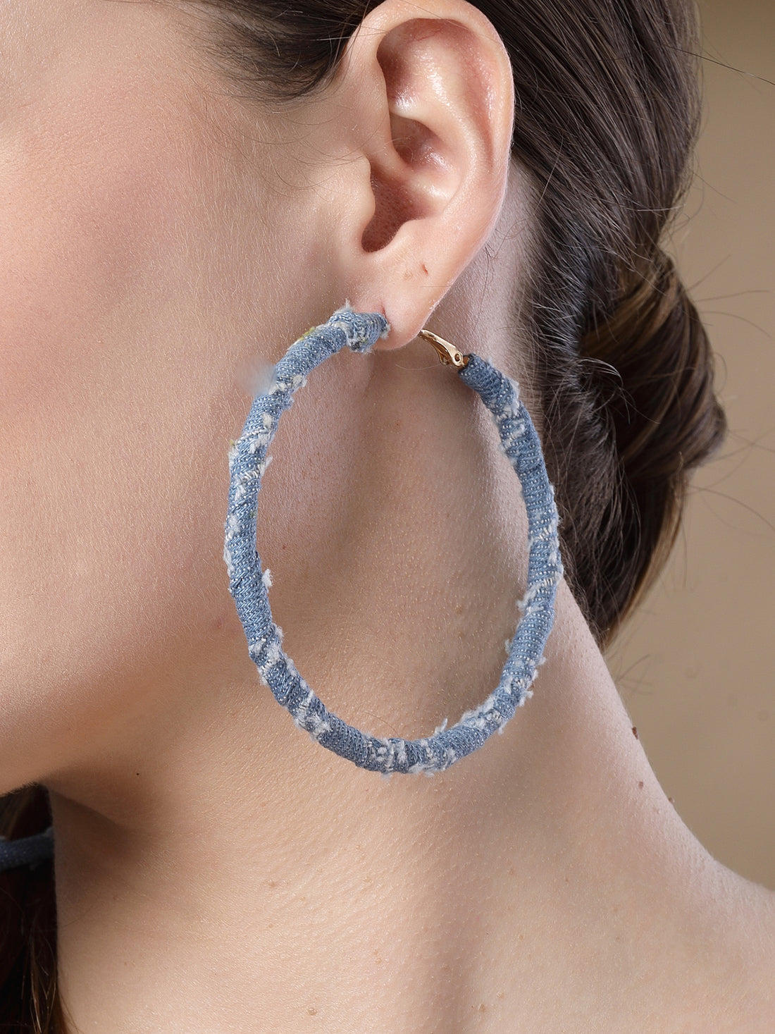 Bohey by KARATCART Denim Wrapped Big Hoop Earrings for Women