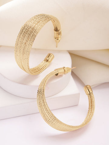 Bohey by KARATCART Gold Plated Contemporary Multi Hoop Earrings for Women