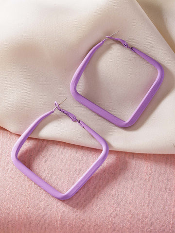 Bohey by KARATCART Lilac Matte Finish Square Hoop EarringS for Women