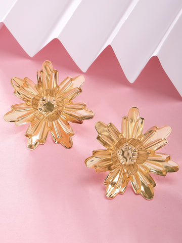 Bohey by KARATCART Gold Plated Floral Design Stud Earrings