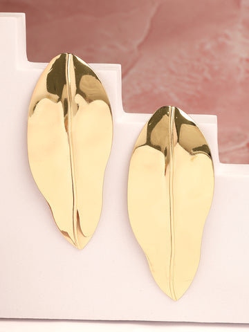 Bohey by KARATCART Gold Plated Leaf Shape Drop Earrings for Women