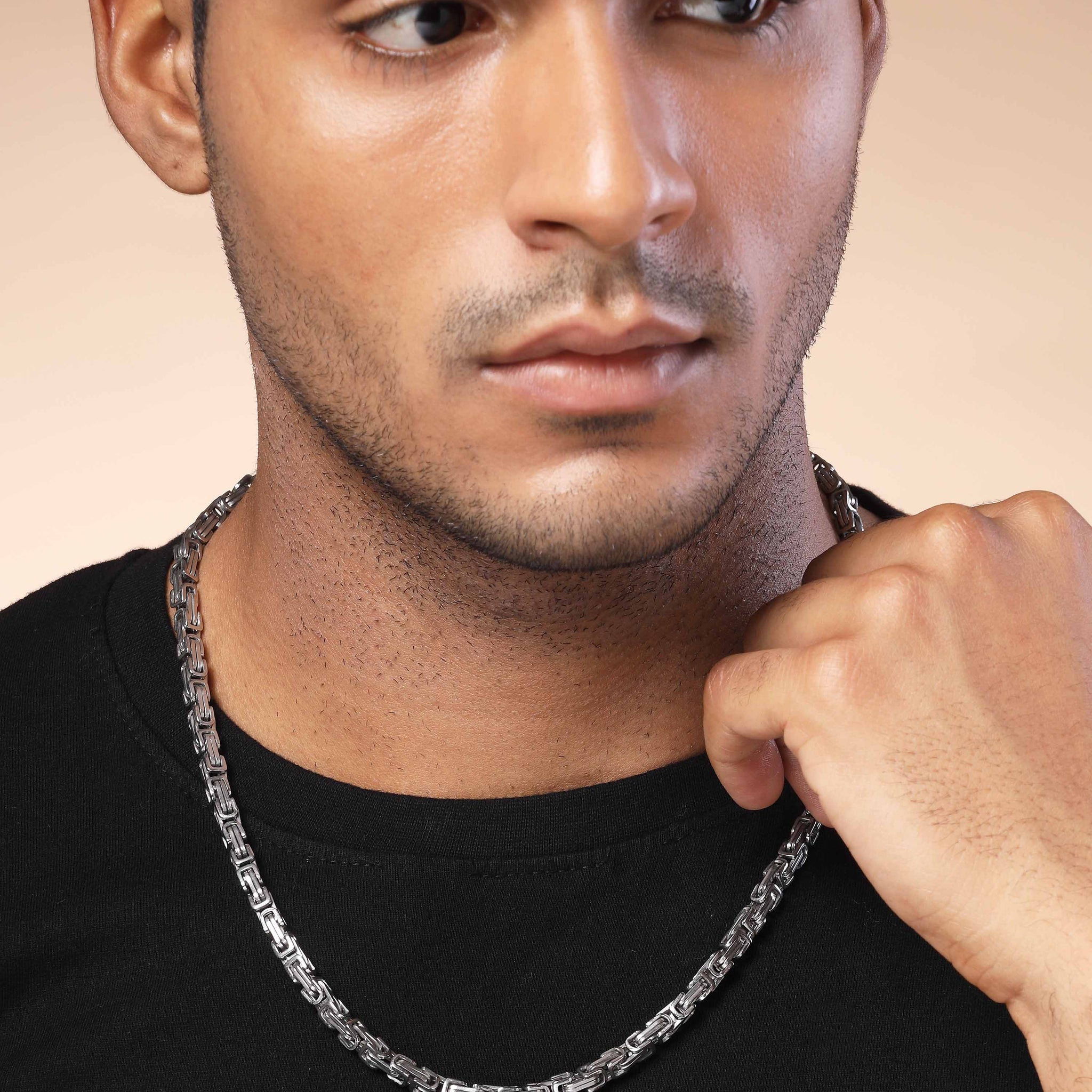 Bohey by KARATCART Silver Tone Link Chain Necklace for Men