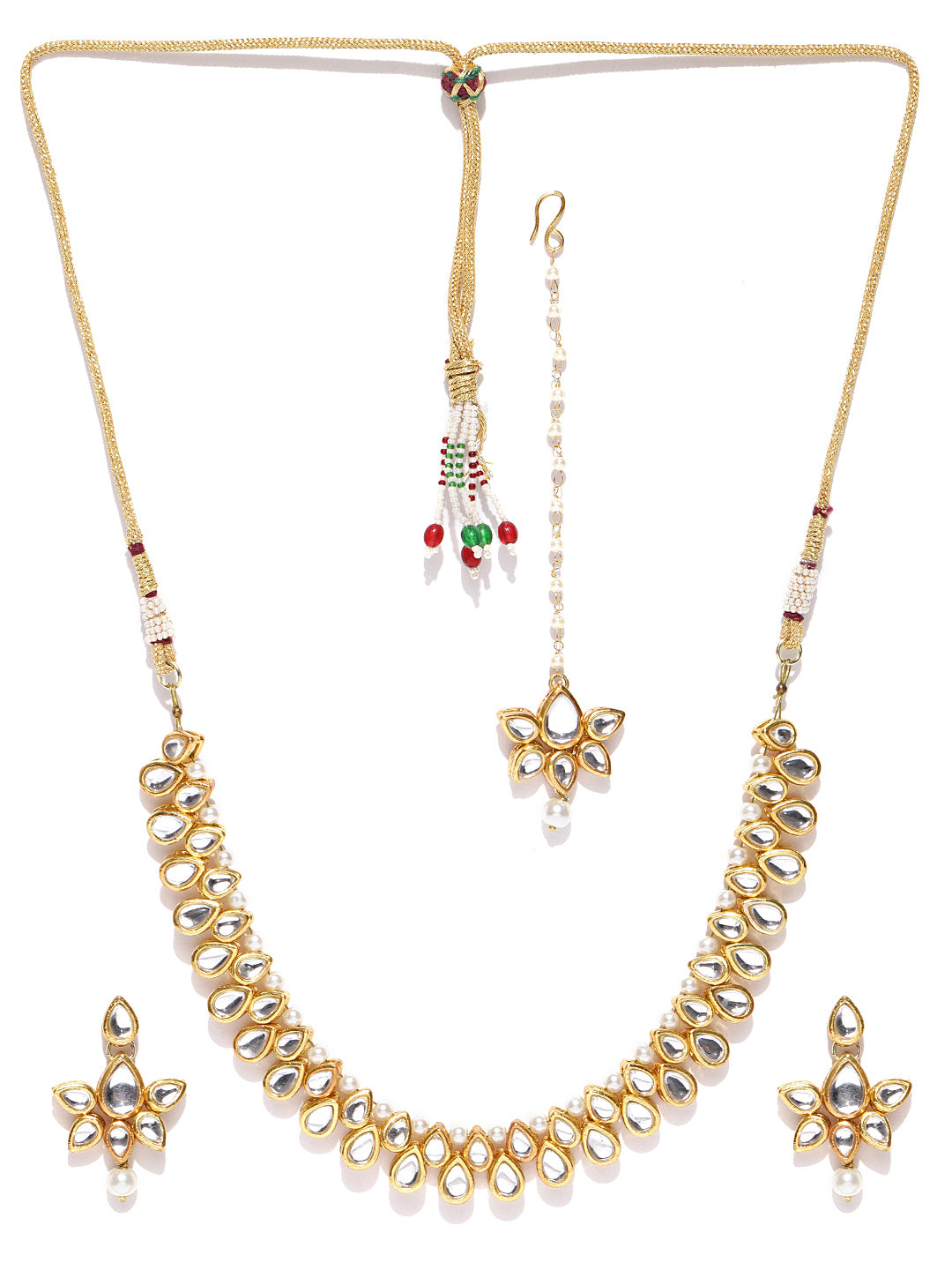 Karatcart Gold-Plated Handcrafted Kundan Stone Studded Choker Necklace Set