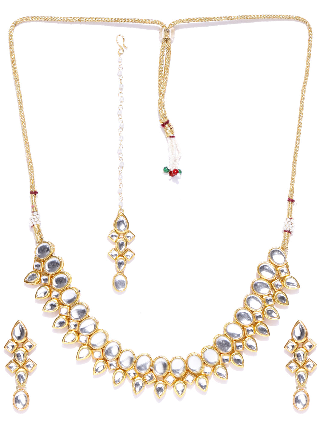 Karatcart Gold-Plated Handcrafted Kundan Stone Studded Choker Necklace Set