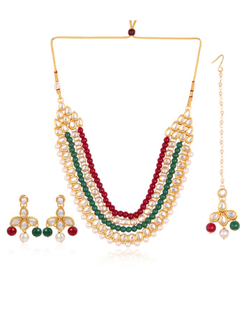 Antique Origins Multicolour Kundan Necklace Set