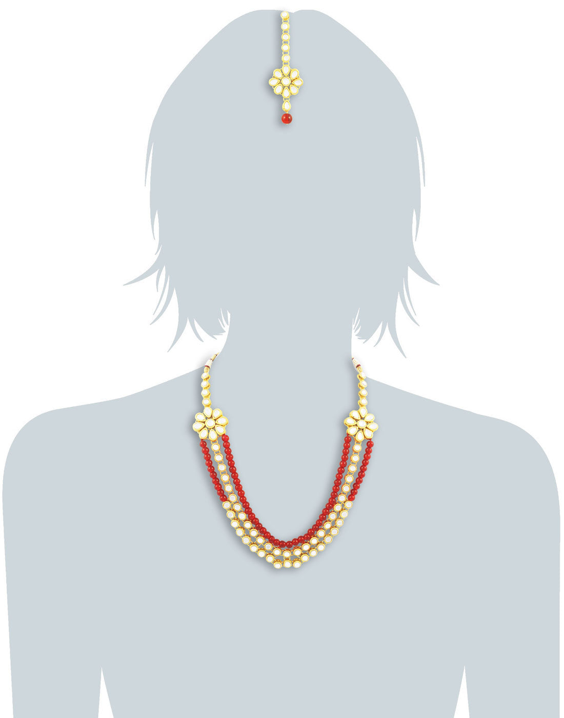 Karatcart 22K GoldPlated Antique Rani Haar Kundan Necklace Set