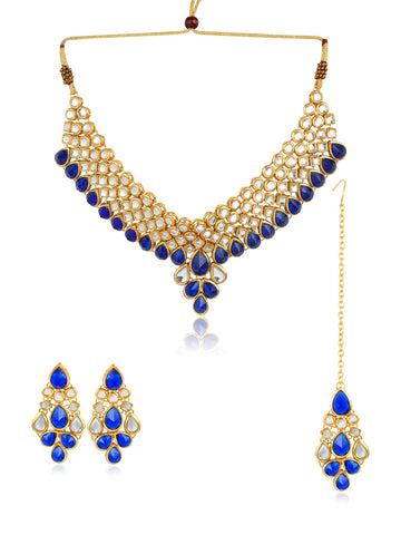 Traditional Kundan Blue Necklace Set