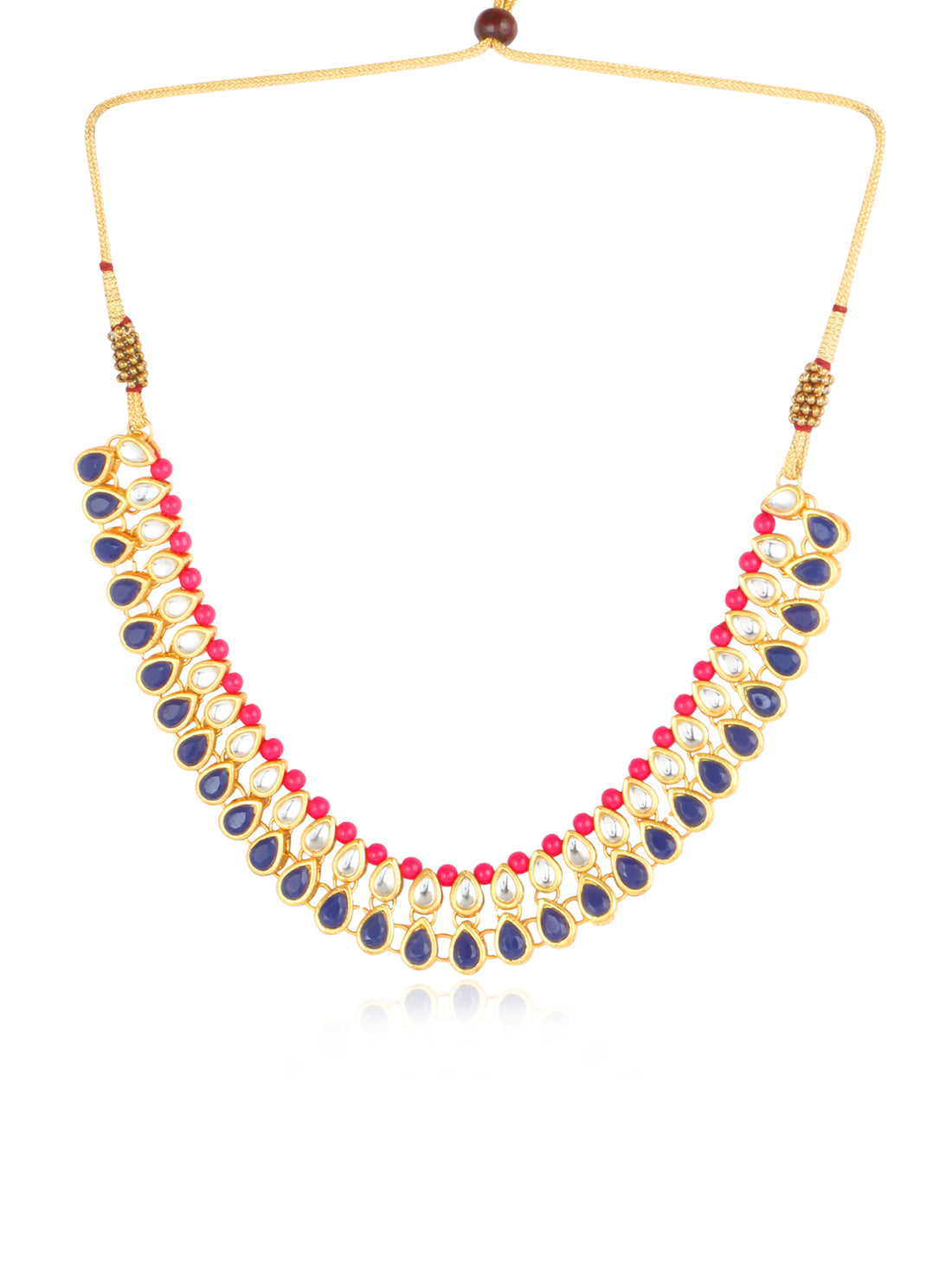 Pink and Blue Kundan Classic Necklace set