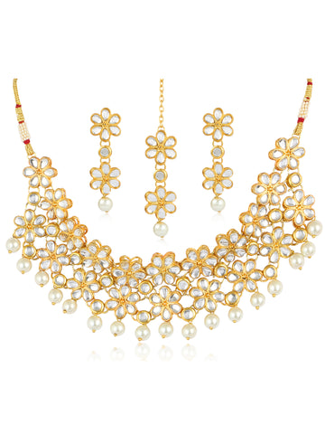 Kundan Floral Necklace Set for Women