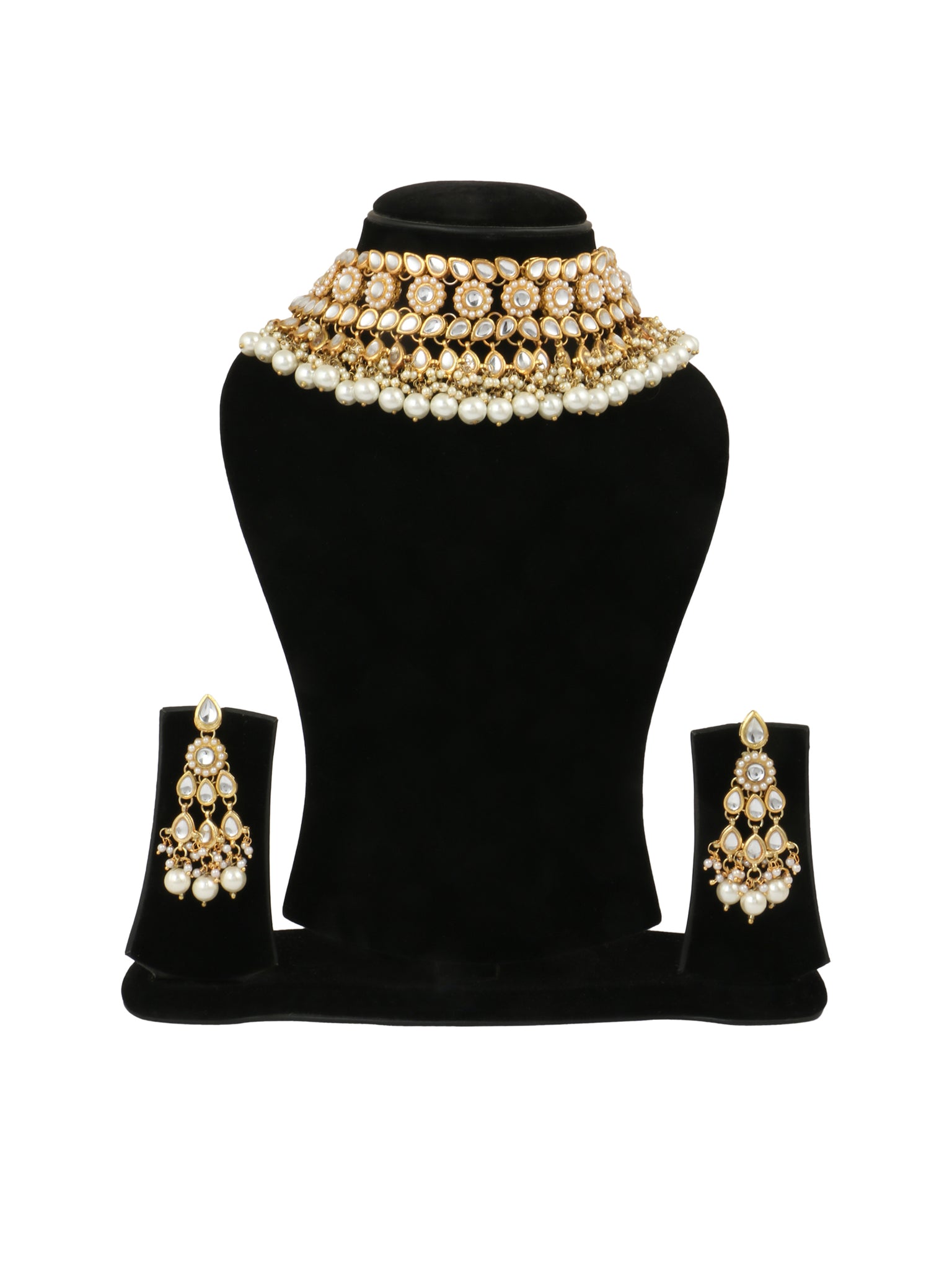 Karatcart 22K GoldPlated Kundan Choker Necklace Set