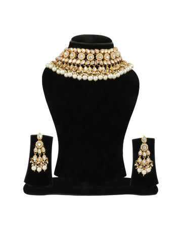 Karatcart 22K GoldPlated Kundan Choker Necklace Set
