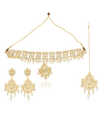 Karatcart 22K GoldPlated Kundan Choker Necklace Set