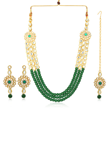 Karatcart 22K GoldPlated Kundan Rani Haar Necklace Set