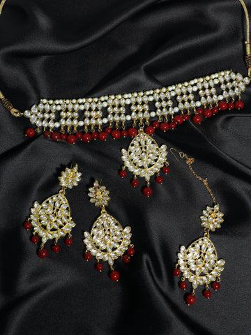 Karatcart 22K GoldPlated Choker Kundan Necklace Set