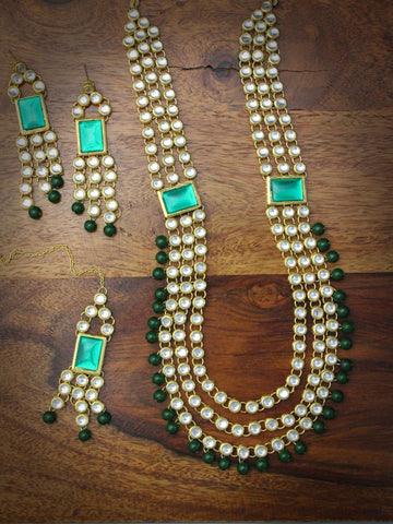 Karatcart Kundan Green Long Rani Haar