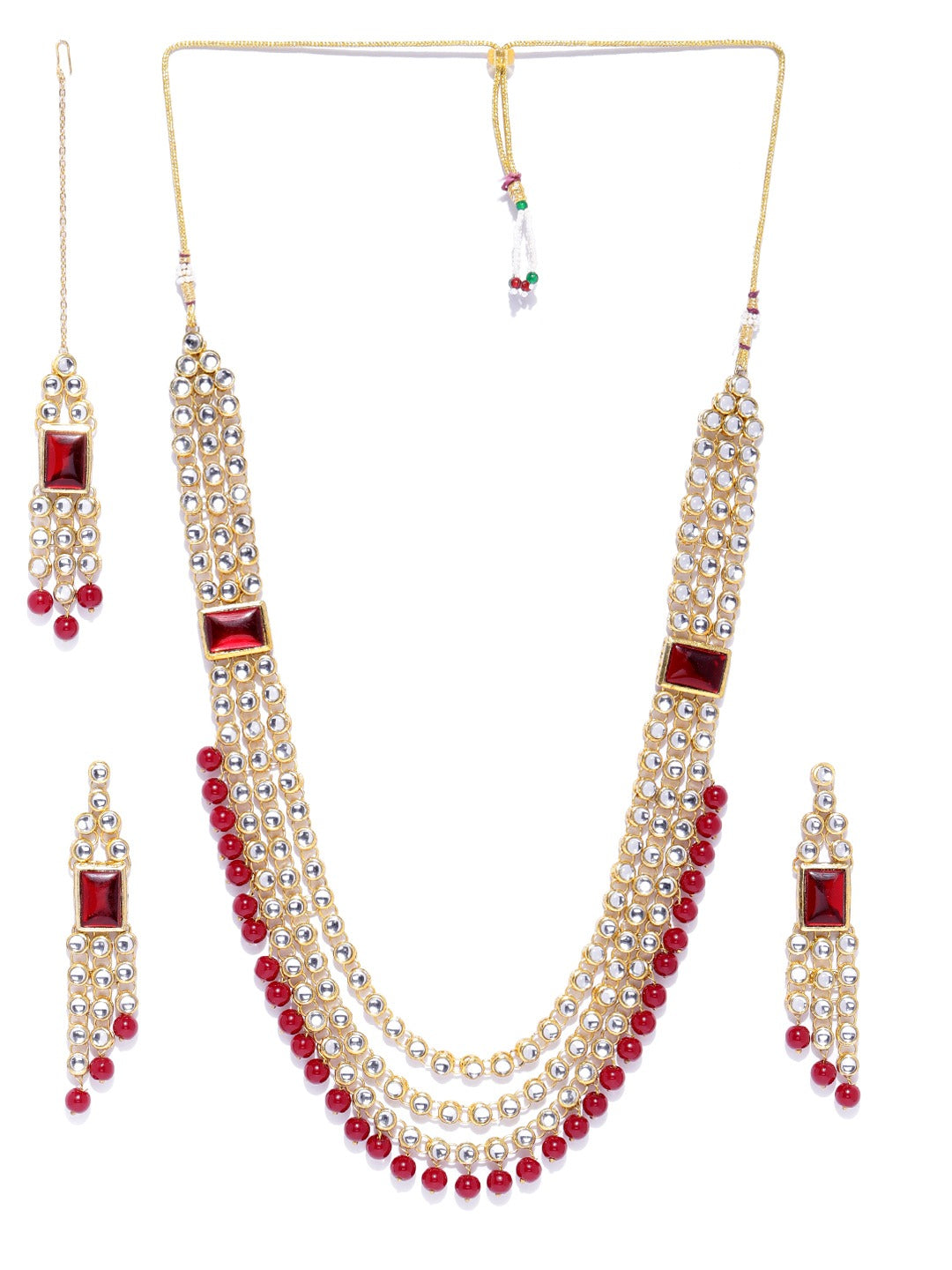 Karatcart Kundan Red Long Rani Haar