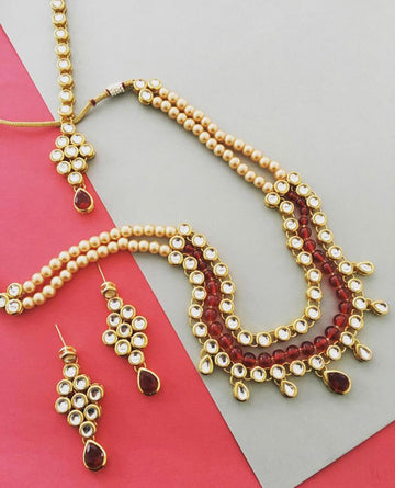 Karatcart Gold Pearls Kundan Rani Haar Necklace Set