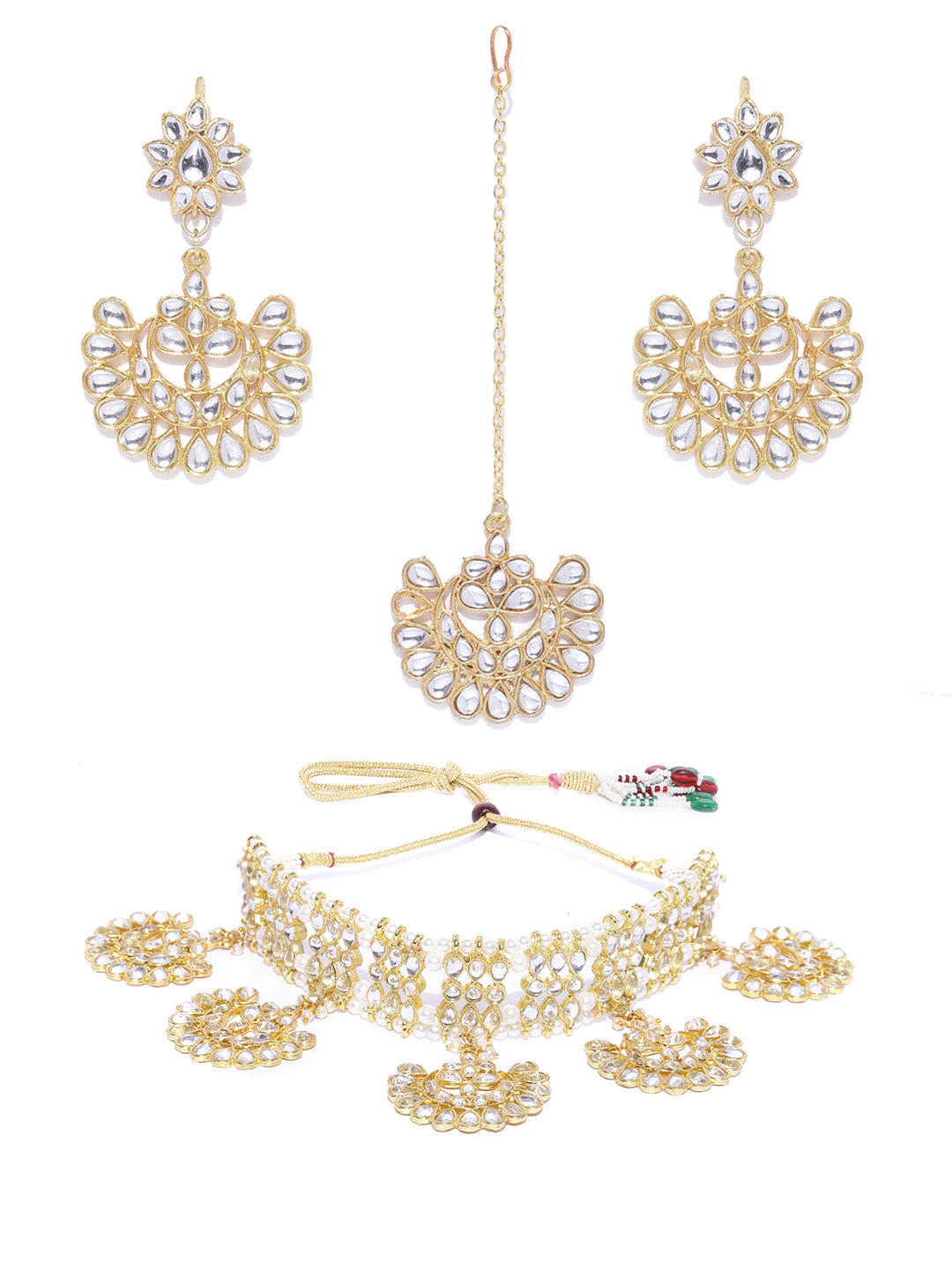 Karatcart Kundan Gold Bridal Choker Necklace Set